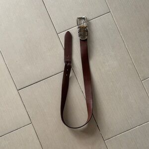 Classic Brown Leather Belt with Silver Buckle